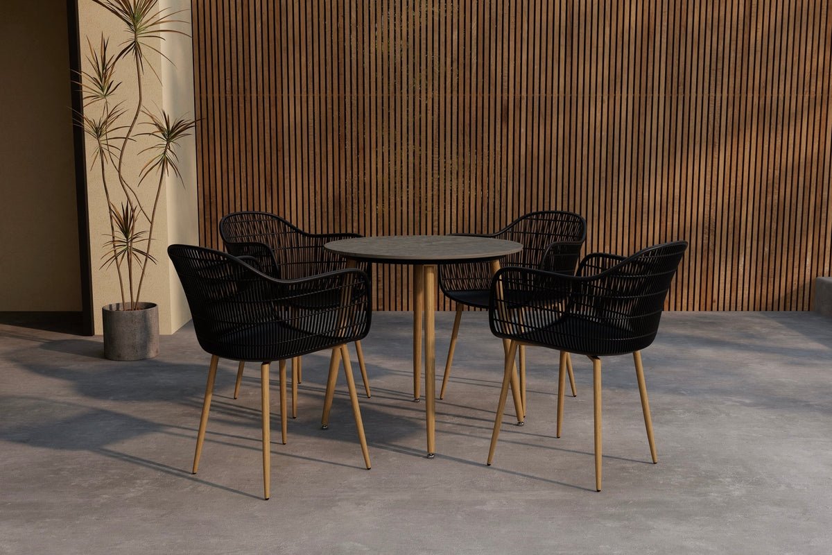 Tuin eethoek Solina – 5-delige set met keramische tafelblad