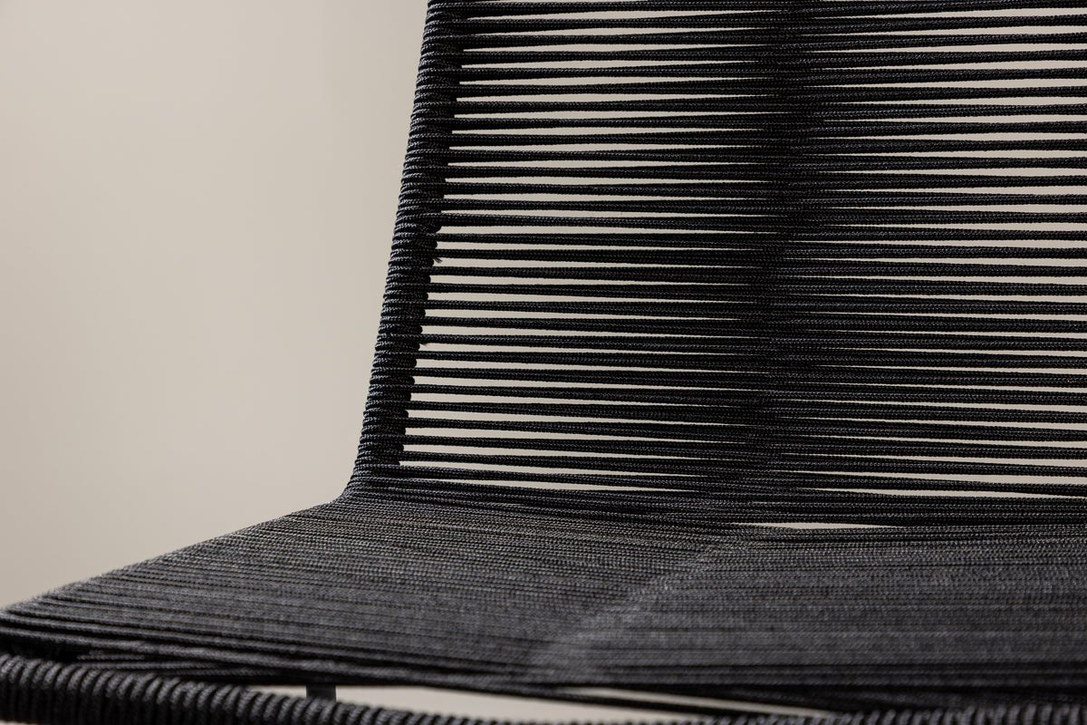 Chaise de jardin Mirava - en Noir avec corde en polyester