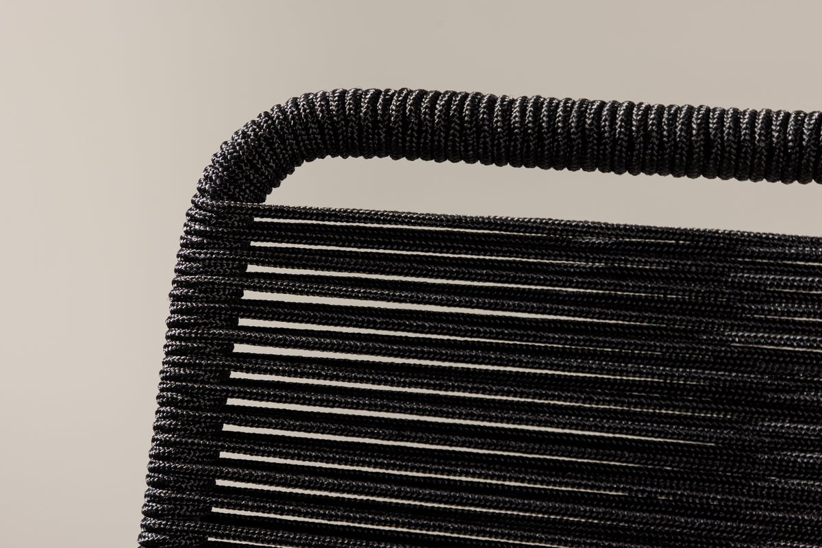 Chaise de jardin Mirava - en Noir avec corde en polyester