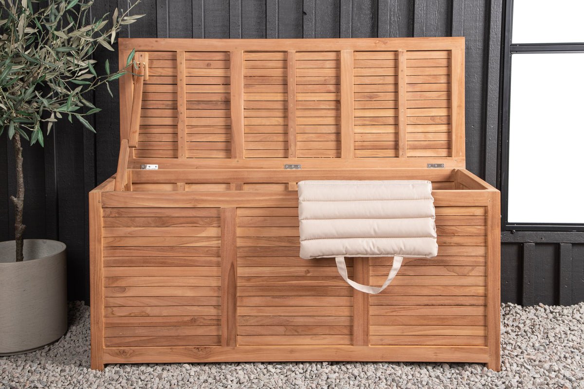 Coffre à coussins de jardin Sorine - 60x130x50 en bois de teck