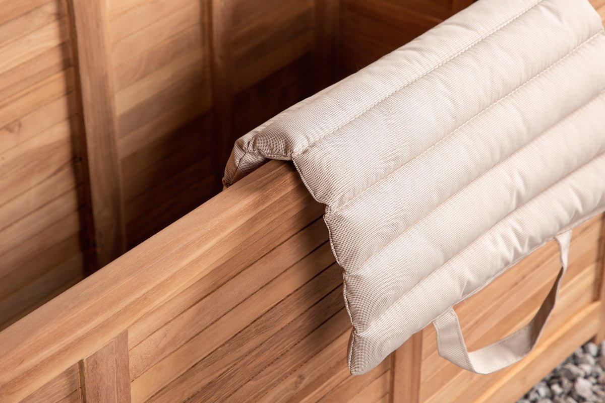 Coffre à coussins de jardin Sorine - 60x130x50 en bois de teck