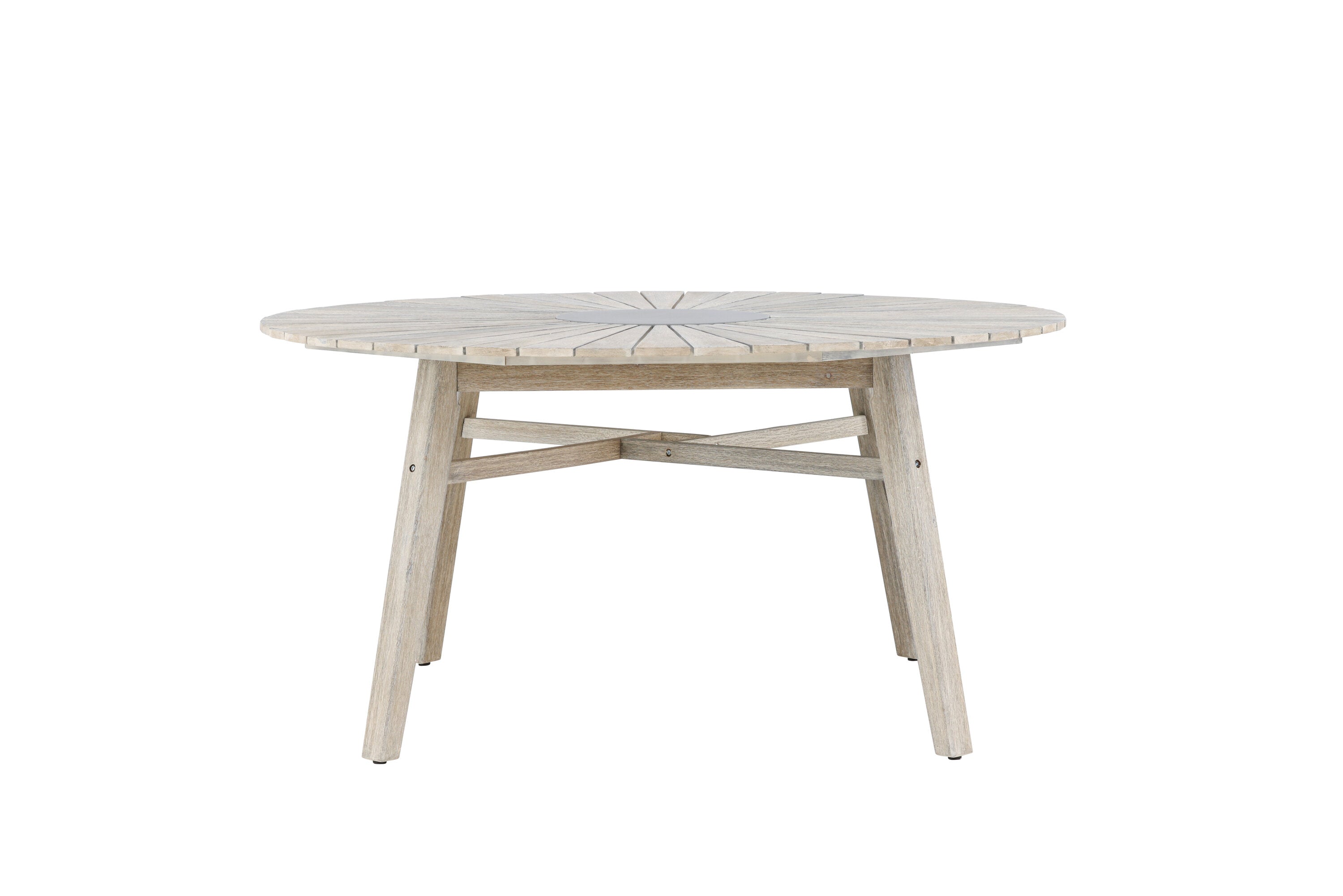 Table de jardin Tovaro - Table de jardin ronde blanche en acacia