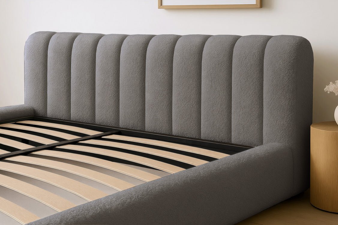 Lit rembourré design Selene Bouclé avec rangement