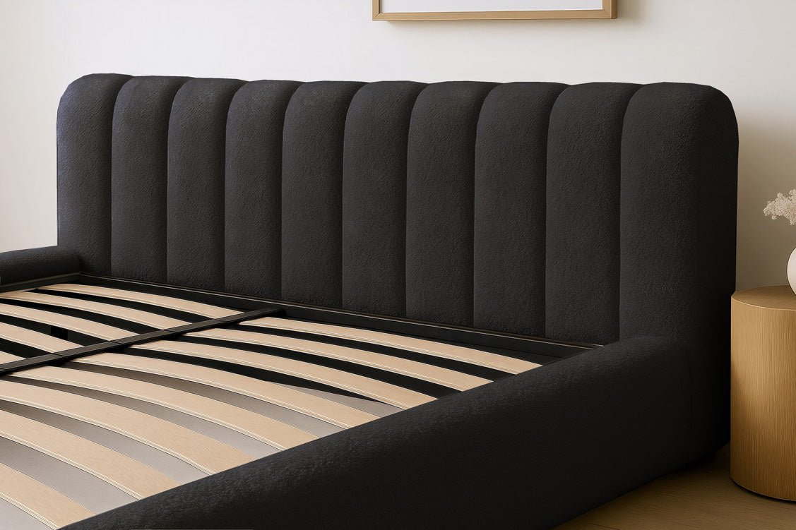 Lit rembourré design Selene Bouclé avec rangement