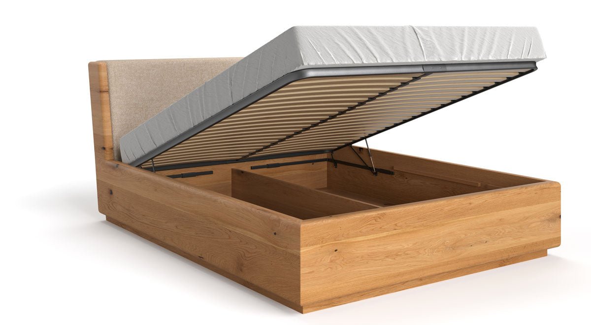 Lit design Cassian en Chêne massif avec espace de rangement