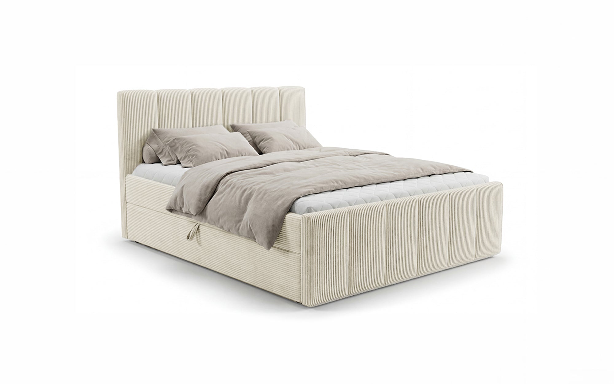 Boxspringbed Siena met opklapbare bergruimte in Ribstof