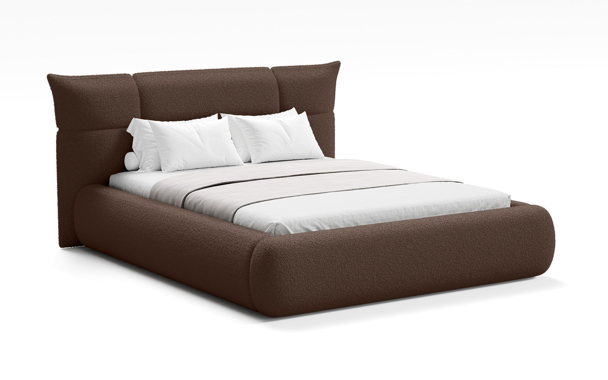 Lit rembourré design Gioia en Peluche Bouclé avec espace de rangement