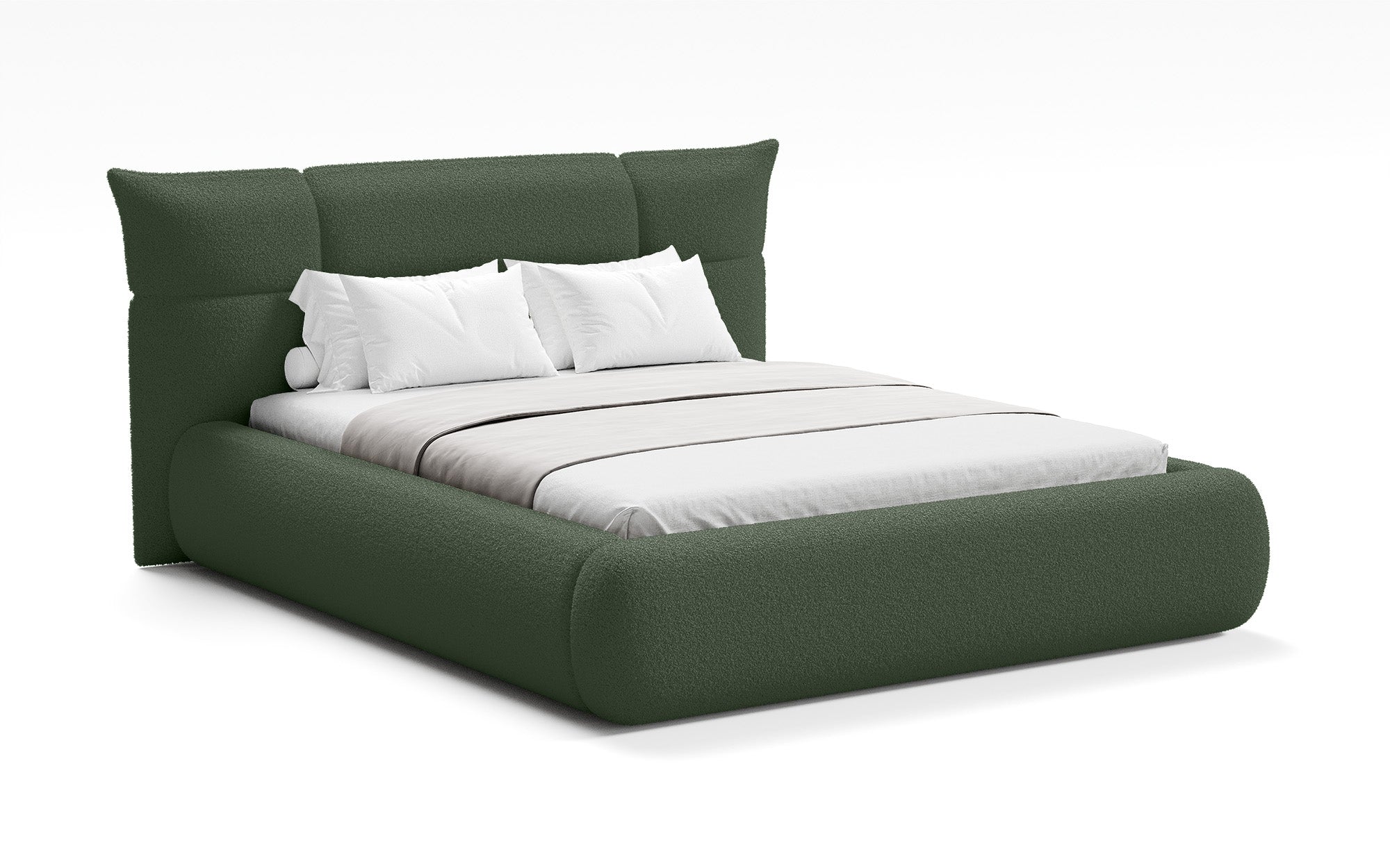 Lit rembourré design Gioia en Peluche Bouclé avec espace de rangement