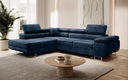 Designer Ecksofa Aston mit Schlaf- und Klappfunktion aus Samt