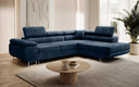 Designer Ecksofa Aston mit Schlaf- und Klappfunktion aus Samt