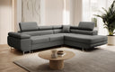 Designer Ecksofa Aston mit Schlaf- und Klappfunktion aus Kunstleder