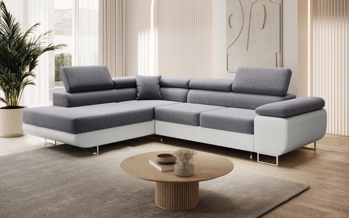 Canapé designer Aston avec fonction couchage et rabattable - Tissu/Similicuir