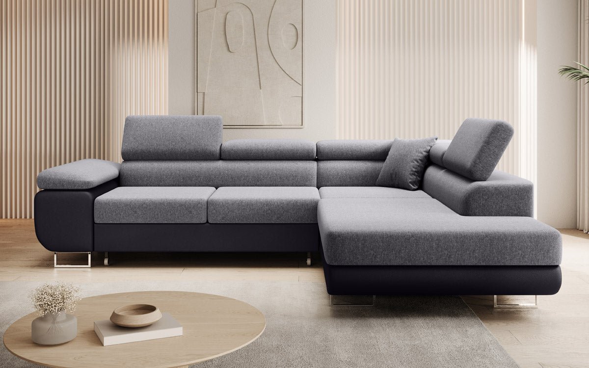 Canapé designer Aston avec fonction couchage et rabattable - Tissu/Similicuir