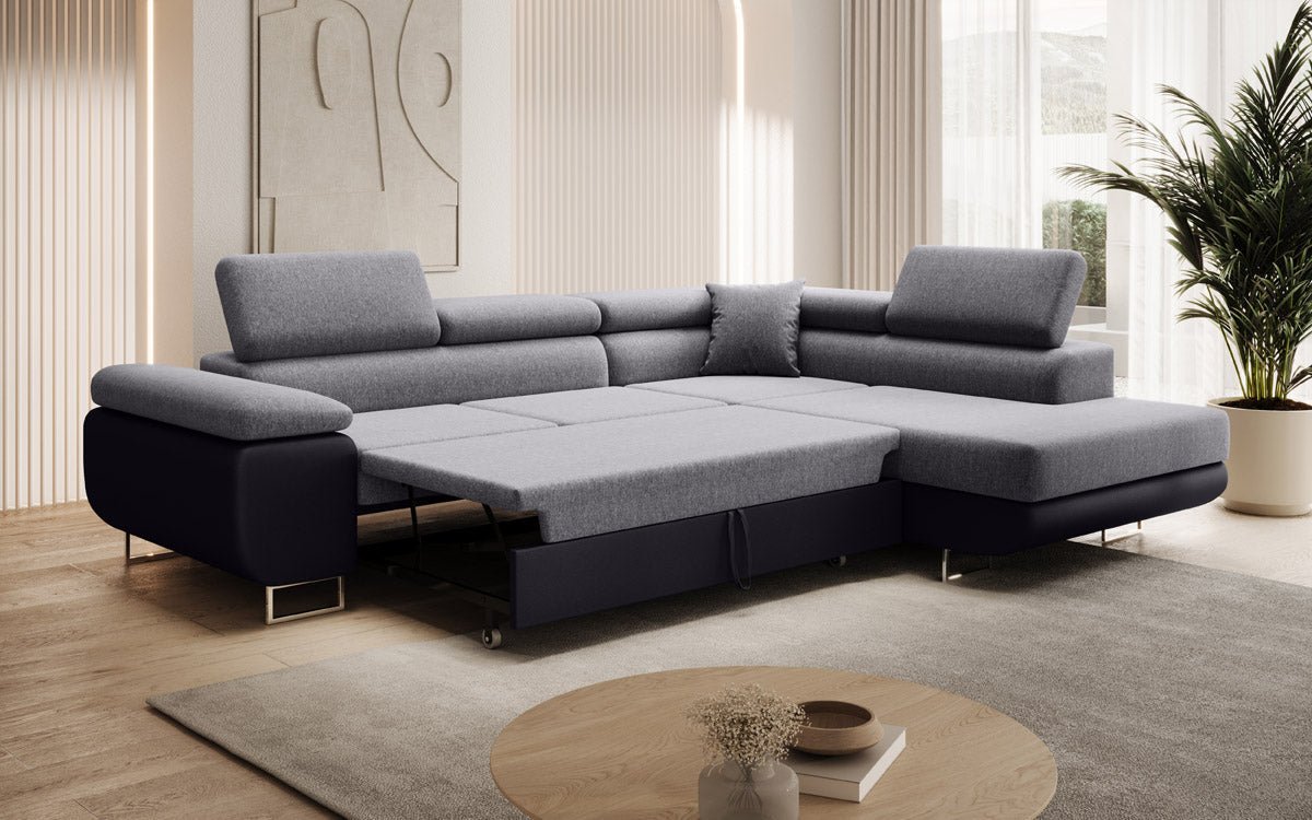 Canapé designer Aston avec fonction couchage et rabattable - Tissu/Similicuir