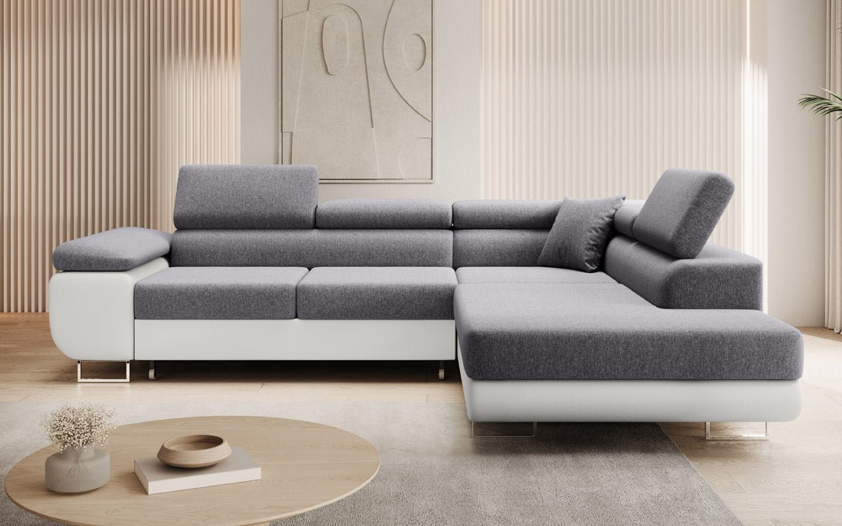 Canapé designer Aston avec fonction couchage et rabattable - Tissu/Similicuir
