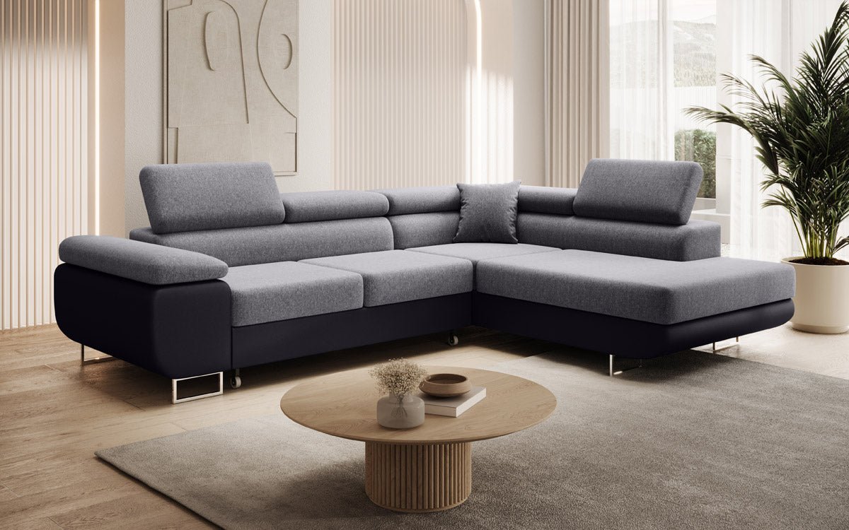 Canapé designer Aston avec fonction couchage et rabattable - Tissu/Similicuir