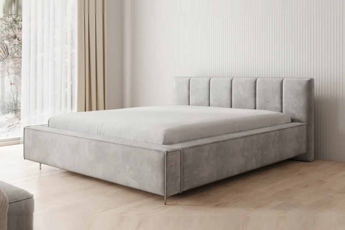 Outlet Polsterbett Ophelia 160x200 in Samt Hellgrau