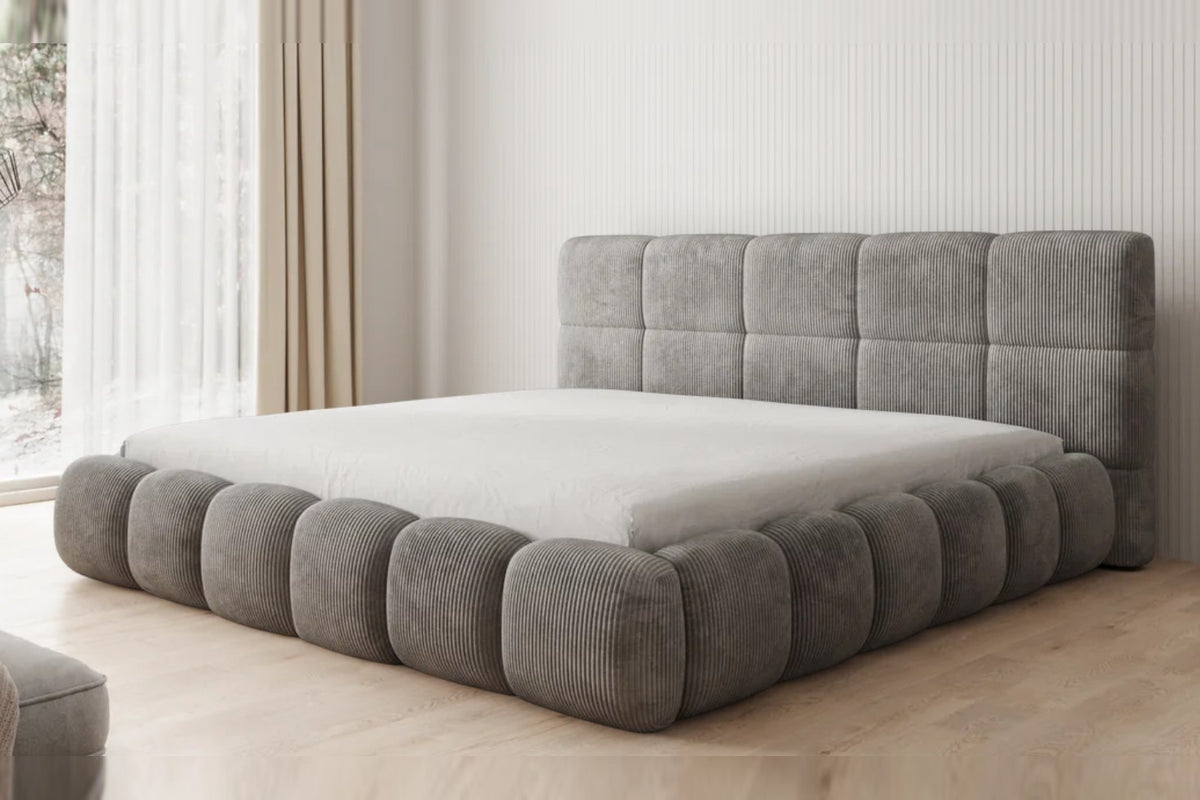 Outlet Polsterbett Boston 200x200 in Cord Hellgrau