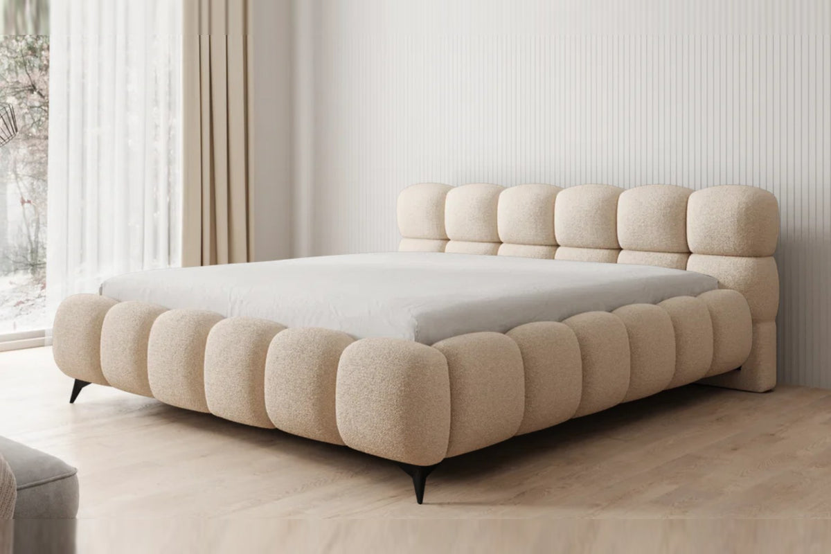 Outlet Polsterbett Boston 180x200 in Bouclé Beige