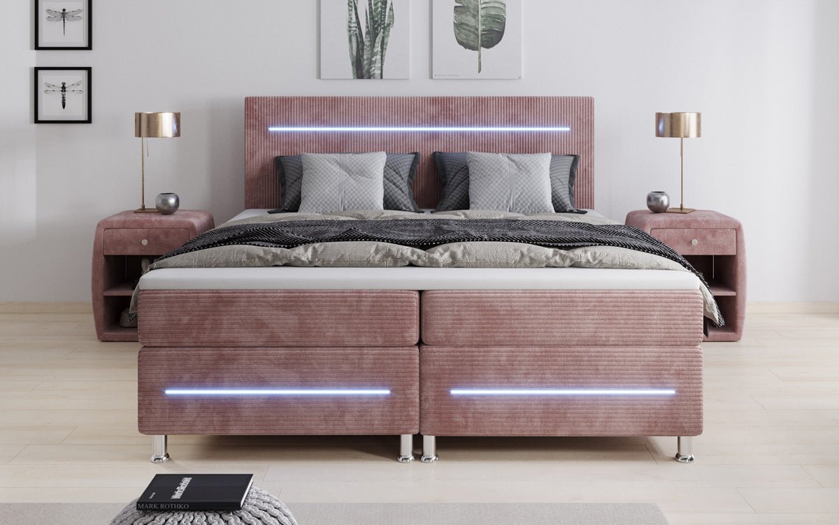 Sejour box spring bed with LED in cord