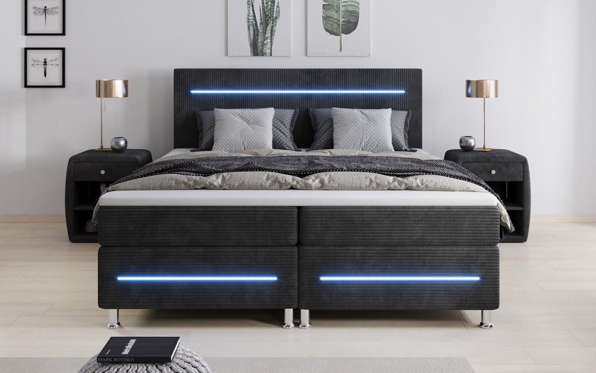 Sejour box spring bed with LED in cord