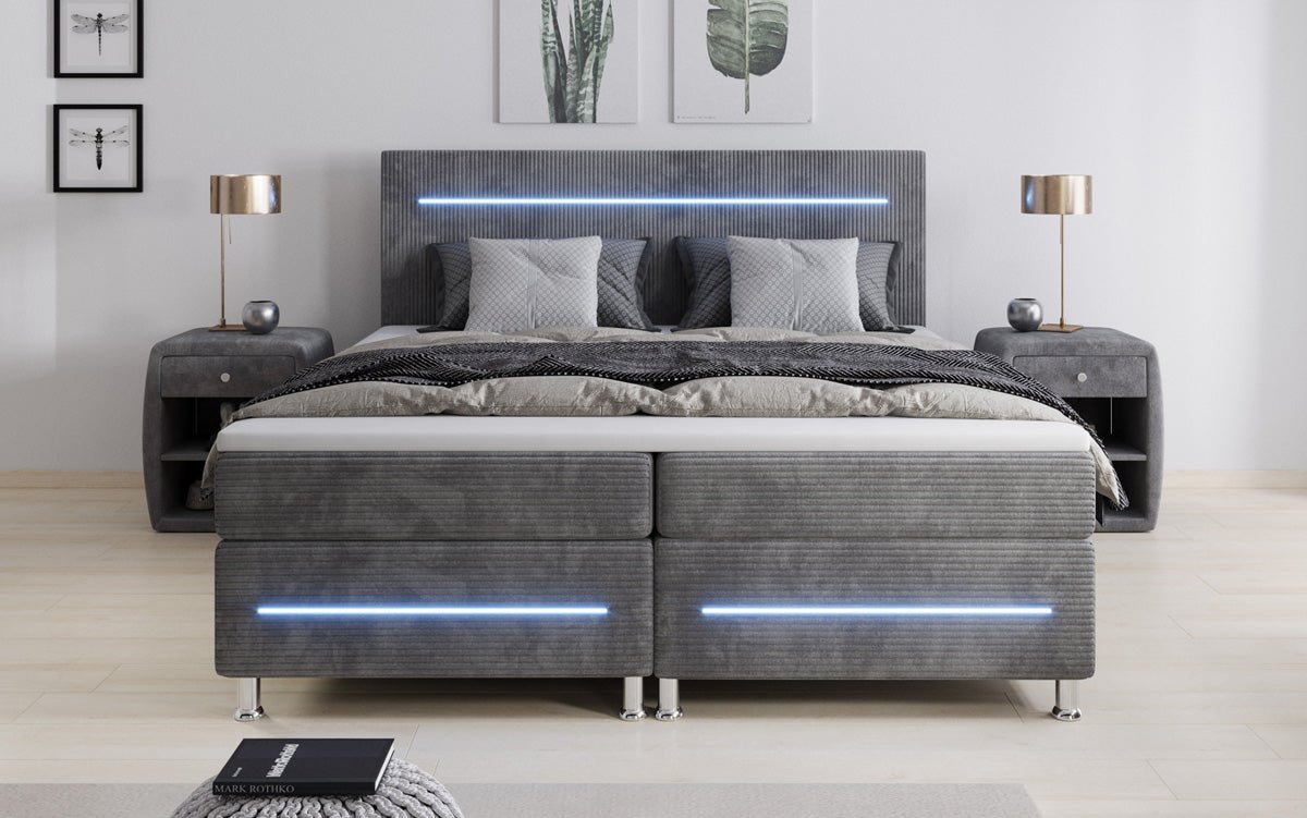 Sejour box spring bed with LED in cord