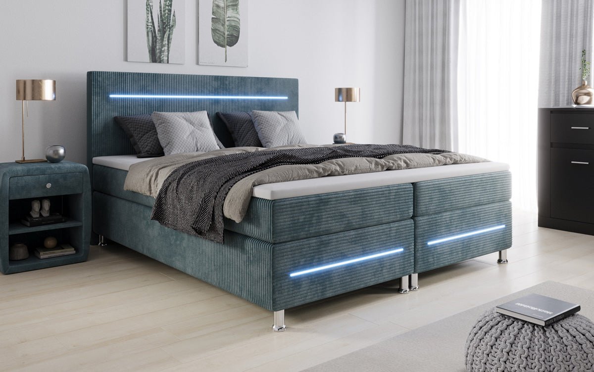 Sejour box spring bed with LED in cord