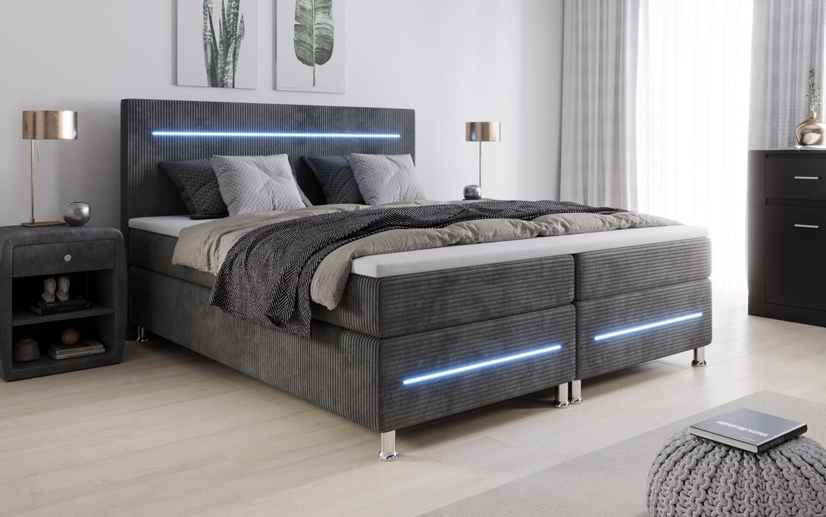Sejour box spring bed with LED in cord