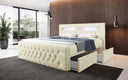 Boxspringbett Menzogna Bouclé met LED en opbergruimte (2 laden)