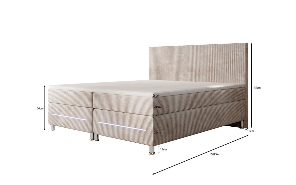 Lit boxspring Simple avec LED en Côtelé