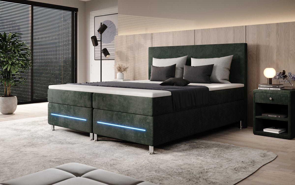 Lit boxspring Simple avec LED en Côtelé