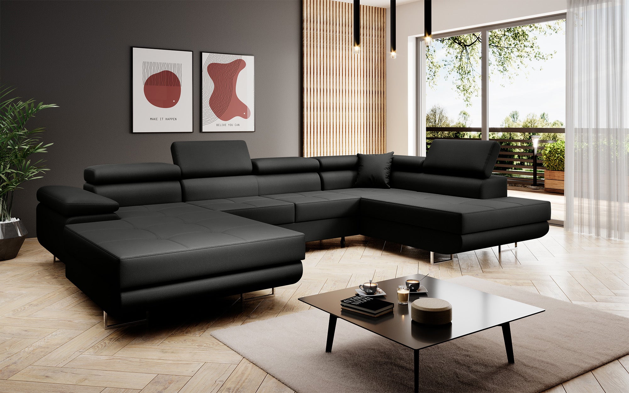 Designbank Lago met slaap- en klapfunctie in kunstleer