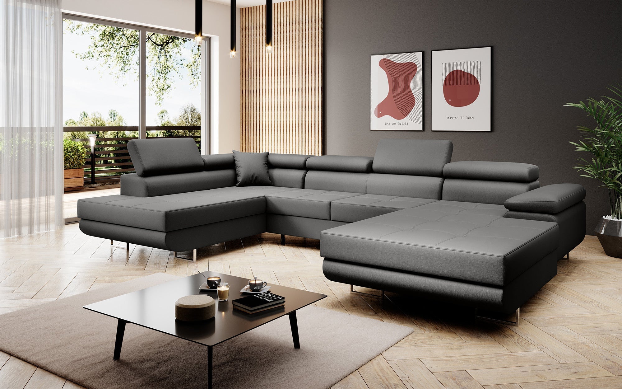 Designbank Lago met slaap- en klapfunctie in kunstleer