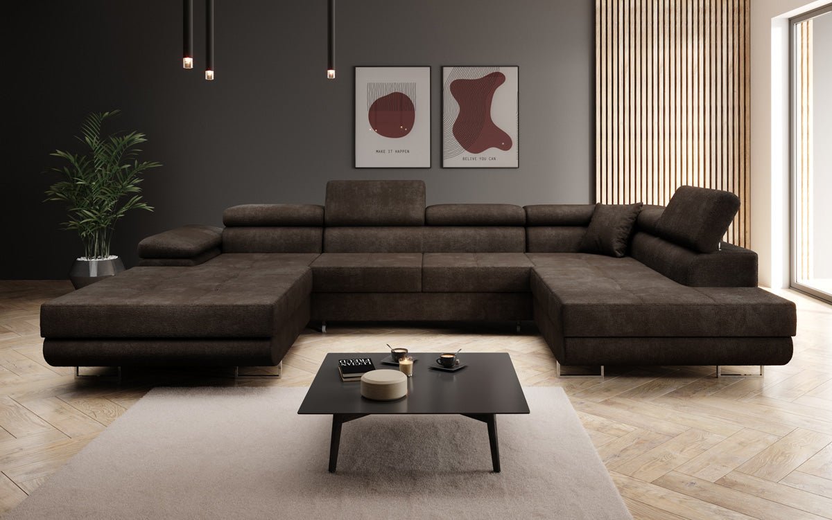 Designerbank Lago met slaap- en klapfunctie in bouclé