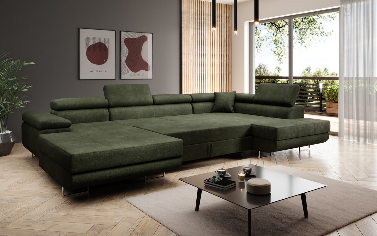 Designerbank Lago met slaap- en klapfunctie in bouclé