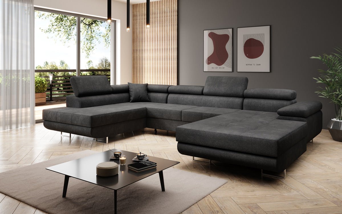 Designerbank Lago met slaap- en klapfunctie in bouclé