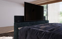 Boxspringbett Sejour mit TV Lift, RGB und Stauraum in Cord