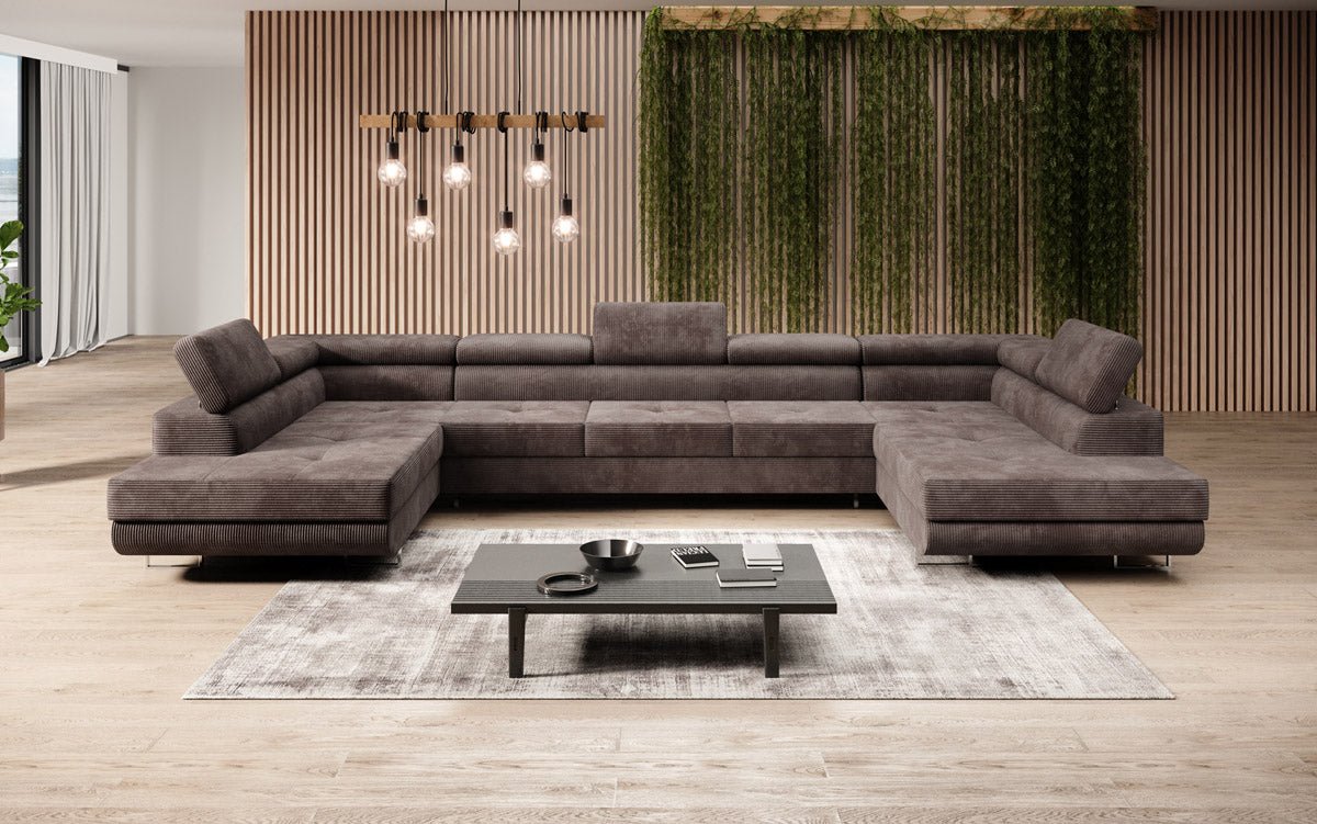 Canapé designer Taormina avec fonction couchage et rabattable en Côtelé