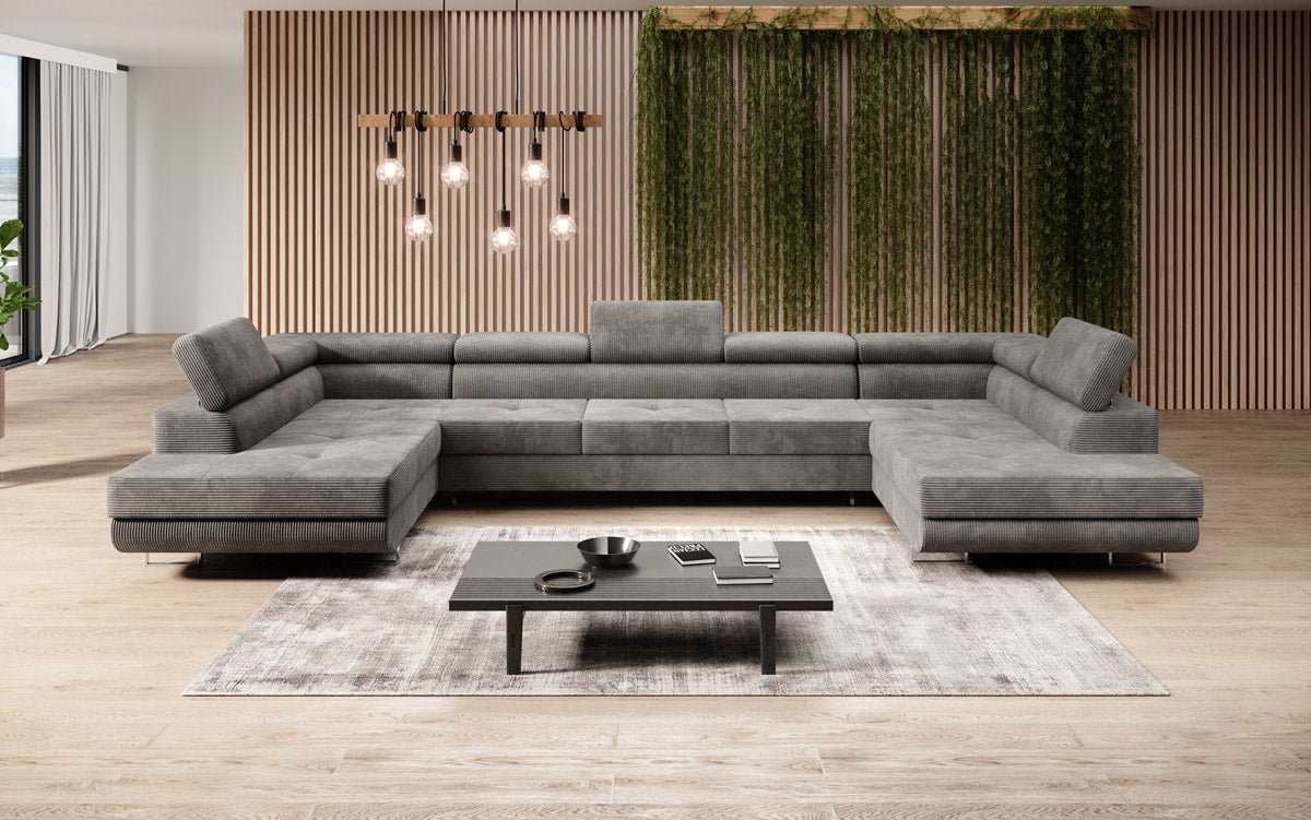 Canapé designer Taormina avec fonction couchage et rabattable en Côtelé