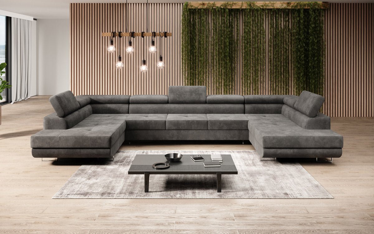 Canapé designer Taormina avec fonction couchage et rabattable en Côtelé