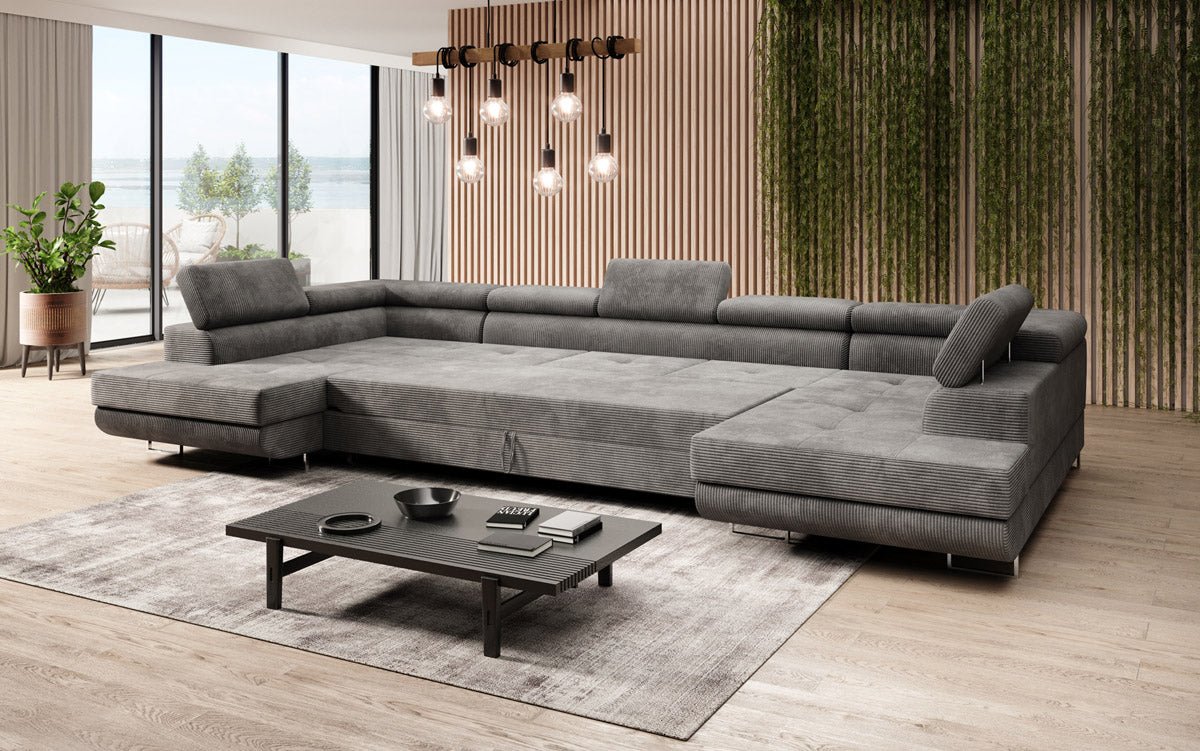 Canapé designer Taormina avec fonction couchage et rabattable en Côtelé