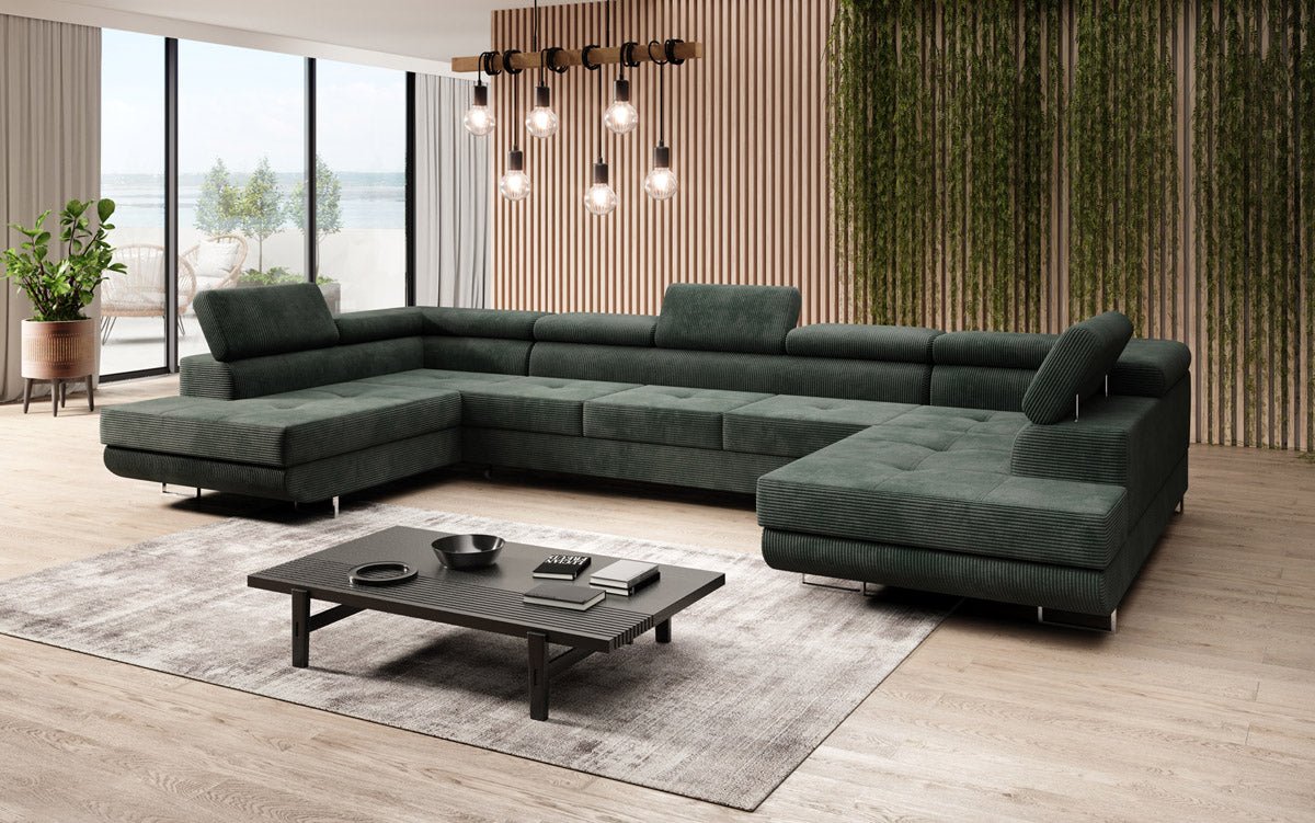 Canapé designer Taormina avec fonction couchage et rabattable en Côtelé