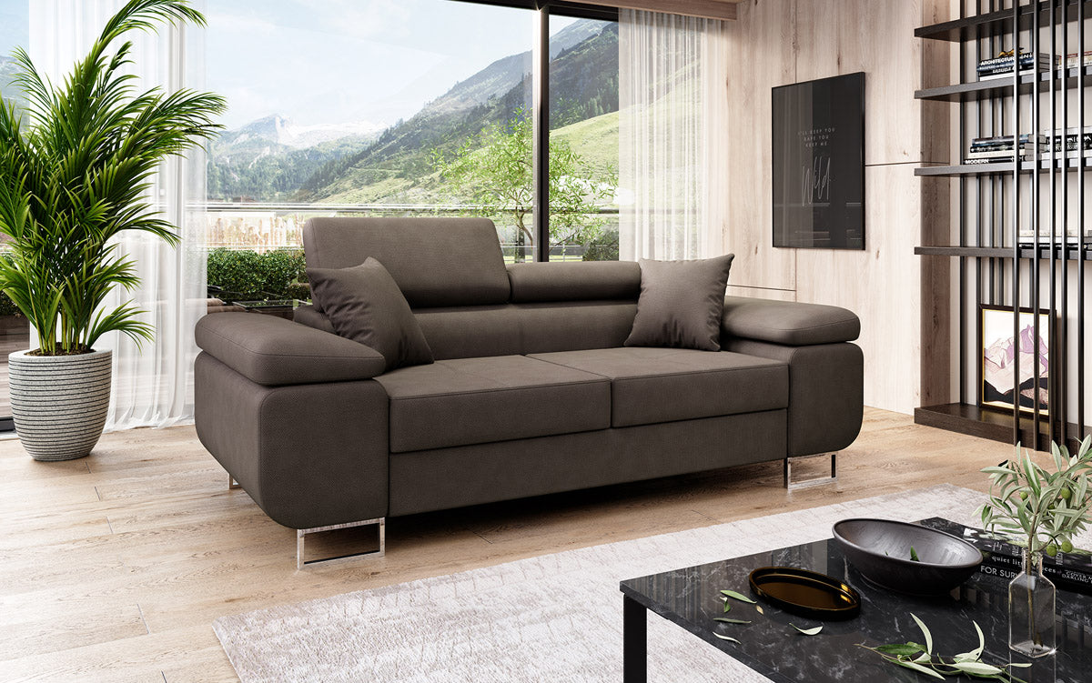 Canapé 2 places Triora designer avec fonction couchage en Tissu