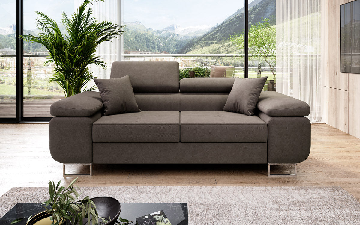 Canapé 2 places Triora designer avec fonction couchage en Tissu