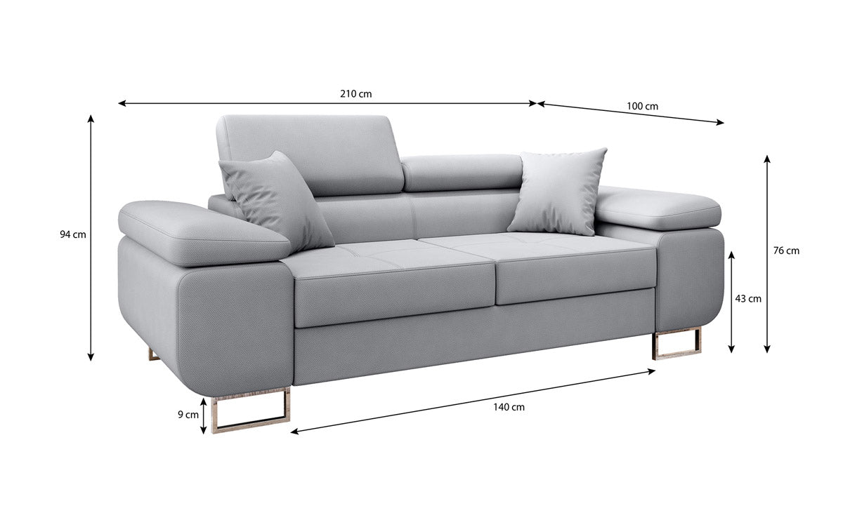 Canapé 2 places Triora designer avec fonction couchage en Tissu