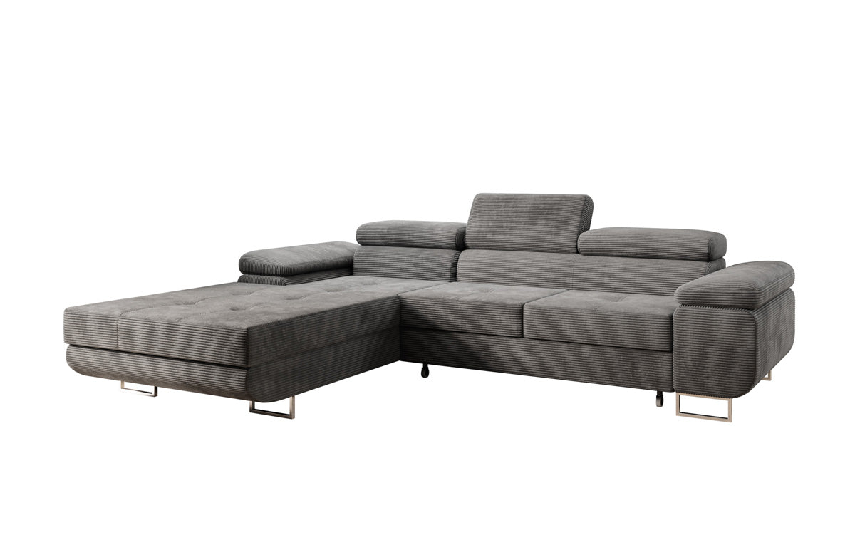 Designersofa Calvera met slaap- en klapfunctie in ribstof