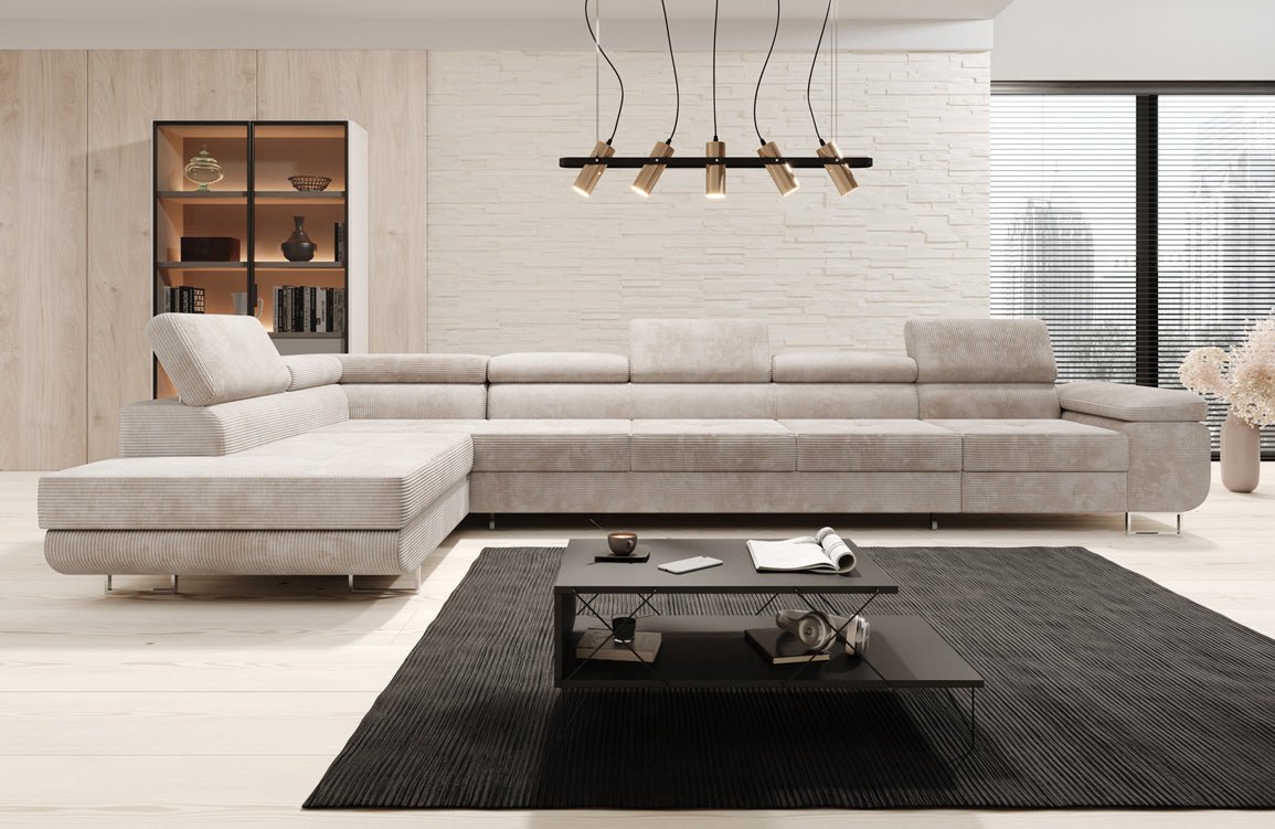 Designer Maxi Sofa with Sleeping and Folding Function in Corduroy
