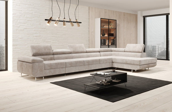 Designer Ecksofa Maxi mit Schlaf - und Klappfunktion in Cord