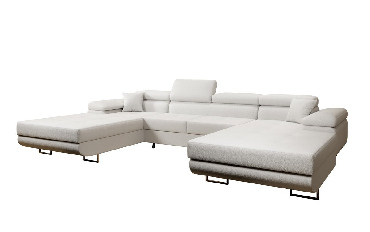Canapé designer Calvera U avec fonction couchage et rabattable en Bouclé