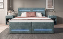 Boxspringbed Lara met opbergruimte en LED in Ribstof